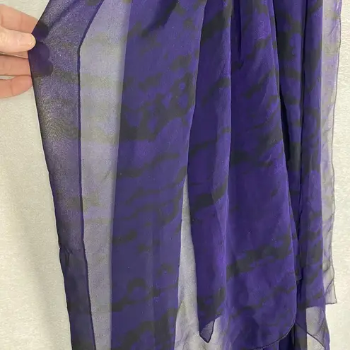 Michael Stars  100% Silk Oversized Womens Purple Printed Sheer Scarf‎ 41" x 74"