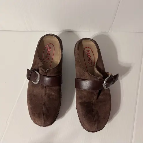 KLOGS brown leather comfort clogs wedge slide on shoe women size 8 M