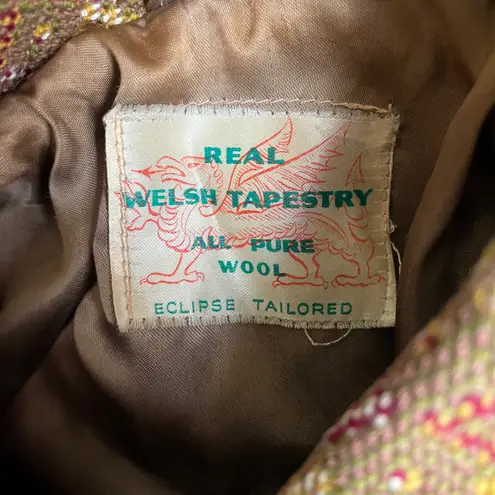 Vintage Welsh Wool Tapestry Cape Coat Eclipse Tailored Brown Plaid 1960s Size undefined