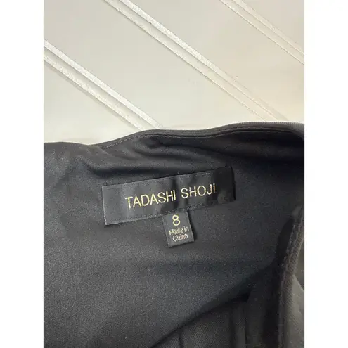 Tadashi Shoji Neoprene Navy & Black Metallic Sheath Cocktail Party Midi Size 8