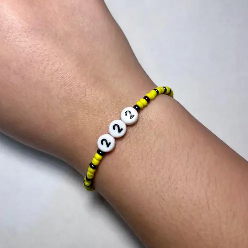 Handmade Yellow Angel Number 222 Beaded Bracelet