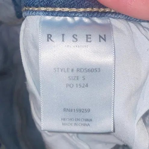 Risen Jean Shorts Star Patterned Denim Women Small Light Acid Wash High Waist Blue