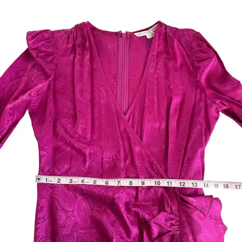 Veronica Beard Weiss Magenta Pink Wrap Silk Blend Jacquard Midi Dress Size 6 NWT