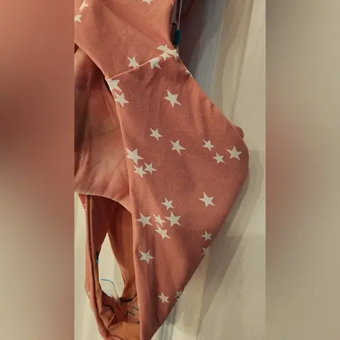 WET Swimwear LA Rose Stars One Piece Back Tie Swimsuit Pink & White Size Small