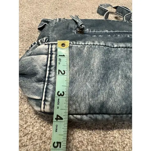 Boho Denim Look Crossbody faux leather bag Blue