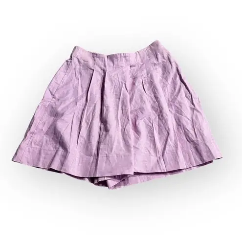 Banana Republic  Pleated Skort Women's XS Lavender Linen Blend Mini Elastic Waist