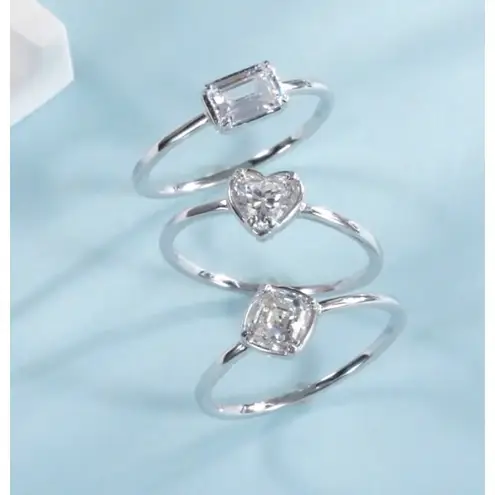 Boutique Emerald Cut Cz Ring | Rhodium Sterling Silver