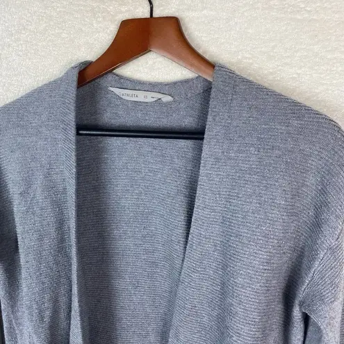 Athleta  Grey Long Open Front Cardigan Sweater Small Cotton Silk Blend