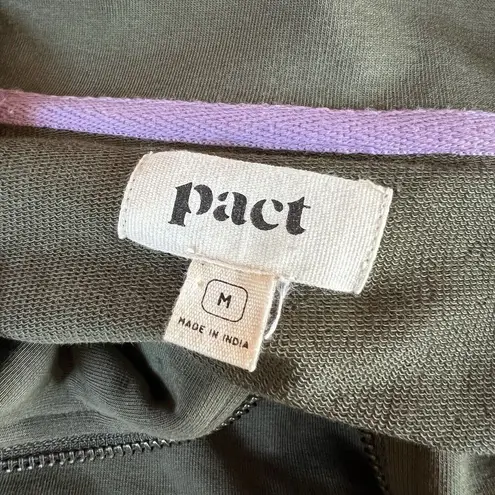 Pact Organic Sweatshirt Womens Medium Green Purple Colorblock Quarter Zip