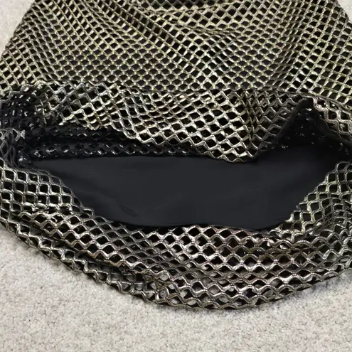 Alexis Larissa Lace Pencil Skirt Gold Metallic Mesh Black Lined Size Small NWT