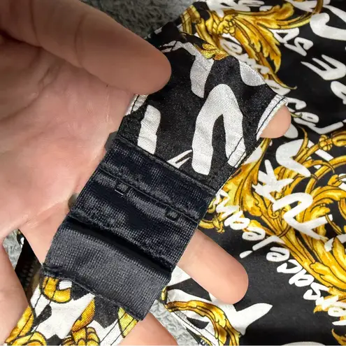 NEW Versace Jeans Couture Long Sleeve Black and Gold Baroque Bodysuit Size US 6