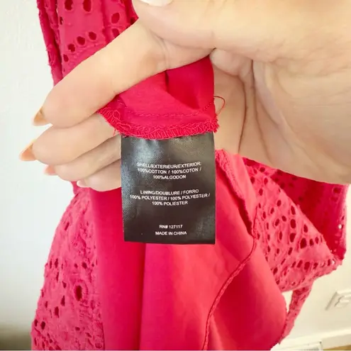 Badgley Mischka Red Eyelet Midi Dress Sz 6