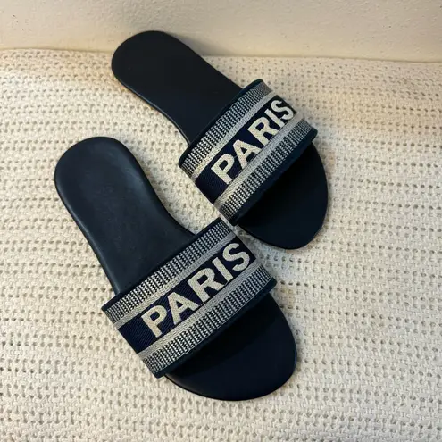 New. Navy Blue “PARIS” Slide Sandals – Knox Size 5