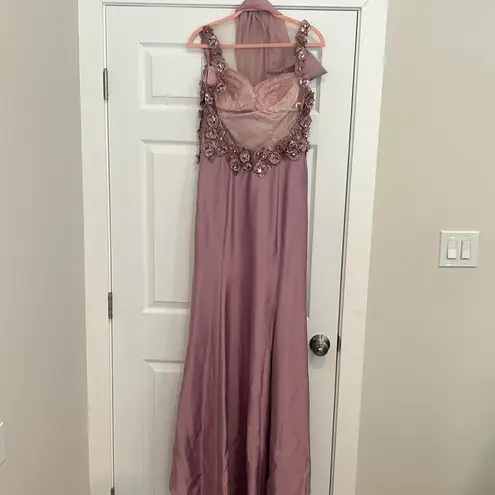 Sarafia Couture Silk Purple Lavender Formal Gown Dress Mother of The Bride Sz 8