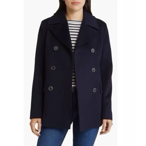 Fleurette Women’s Reese Midnight Double Breasted Wool Peacoat Size 0 Blue