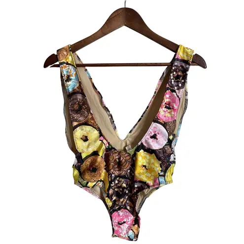 Ravish Sands Donuts One Piece Custom Bikini Plunge Neckline Womans Medium