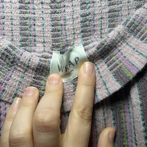 Wrap London Wide Leg Striped Smocked Waist Pants Bohemian Casual artsy beach Pink Size 6