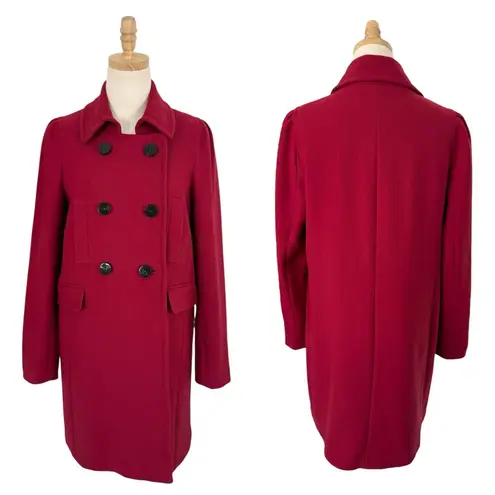 Gerard Darel Wool Double-Breasted Peacoat Red Pink Sz 42FR 10US