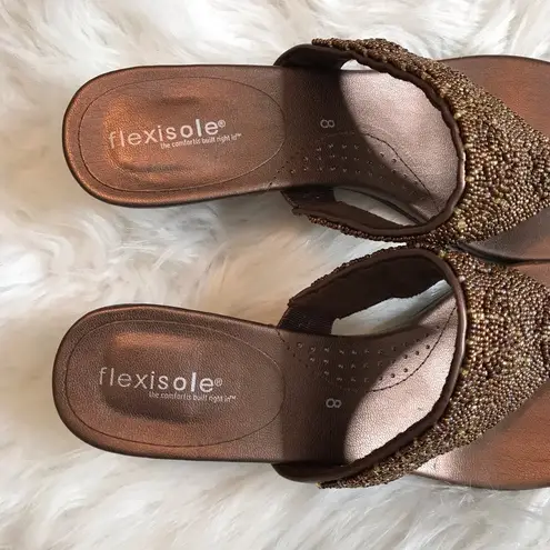 Sandals | Flexisole | kitten heel beaded open toe sandals Women’s Size 8