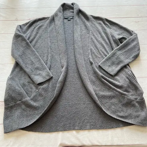 Barefoot Dreams Womens CozyChic Lite CircleCardigan Size 1X Open Front Grey 423