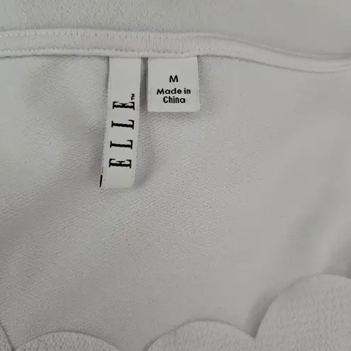 Elle White Scalloped Mixed Media Sleeveless Tank Size Medium