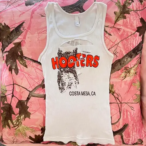 American Apparel y2k hooters print cut out ribbed tank top