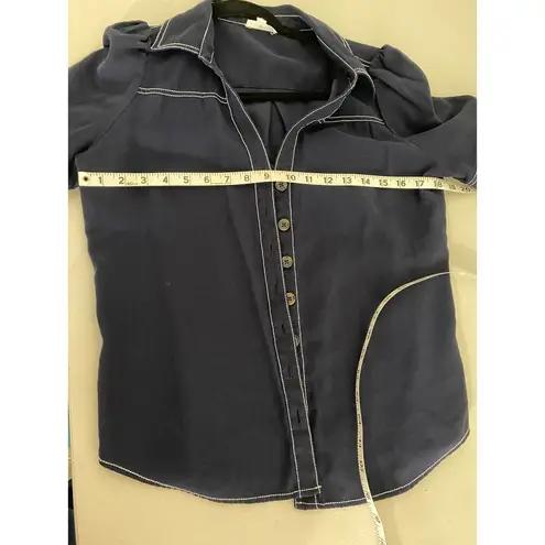 A loves A Dark Navy Blue Utility Tortoiseshell Button-down Short-sleeved Shirt Top M