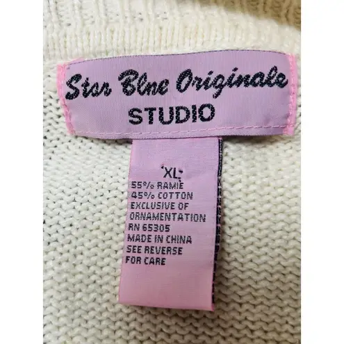 Vintage Cardinal Sweater Extra Large Beaded Sequin Pearl Holiday Zipper Closure Red Size XL