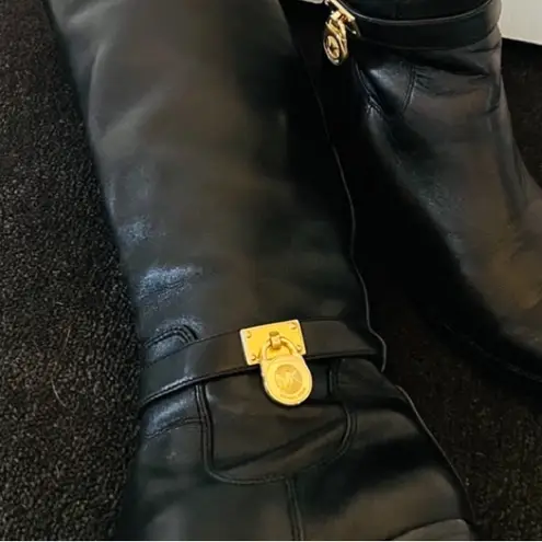 MICHAEL Michael Kors Hamilton Black Leather Riding Boot Size 6