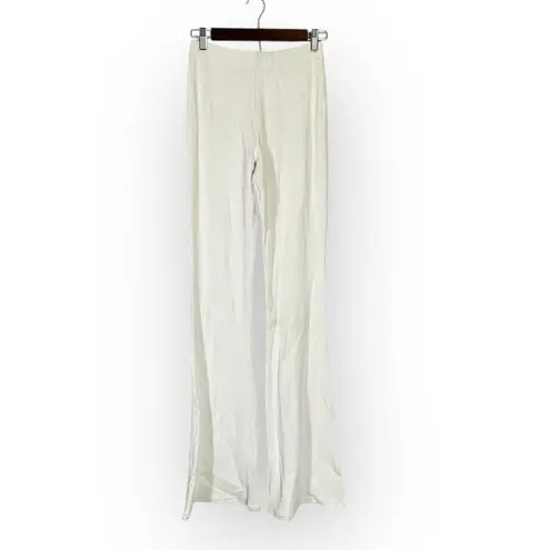 Sans Faff Rachel Enviro Ribbed Flared Leggings Women's White Tall Knit Pull On Size undefined