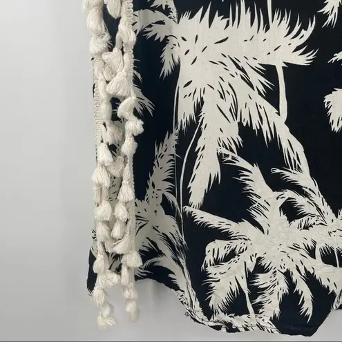 BEACH COVERUP From Thailand Fringe Pom Pom Side Slits B&W Swim Pool Sexy Small Black