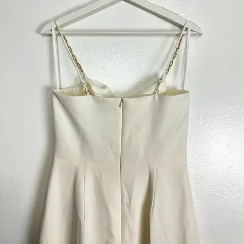 H by Halston HALSTON Brea Ruched Chain-strap Crepe Jumpsuit in Chalk Size US 4