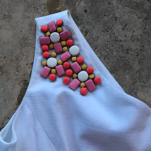 Shoshanna NWOT White/Pink Beaded Neckline Size 6