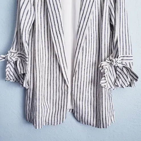 Anthropologie Versona Linen Blend Striped Casual Bellsleeve Blazer