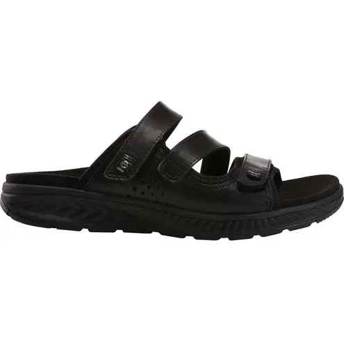 Earth Origins Women's Mira Loures Leather Adjustable Slide Sandal Black Size 7