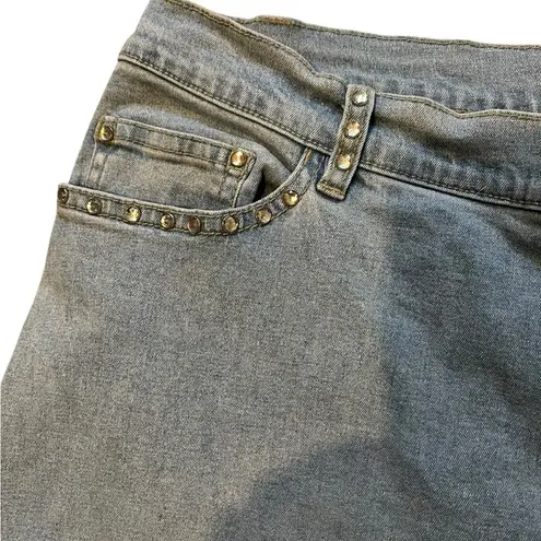 Very Vera Rhinestone Embellished Light Wash Jeans, Sz 14 Blue