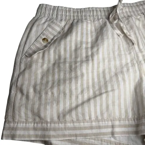 UpWest Linen Cotton Pull On Shorts NWOT Beach Weave Sand Stripe Size XL Tan