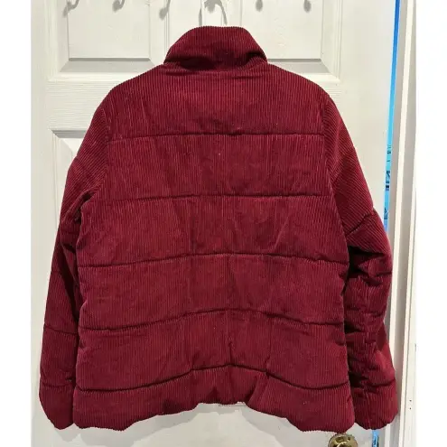 Old Navy  Women's Oversize Puffer Wine Corduroy Padded Jacket Pockets Zip Large‎