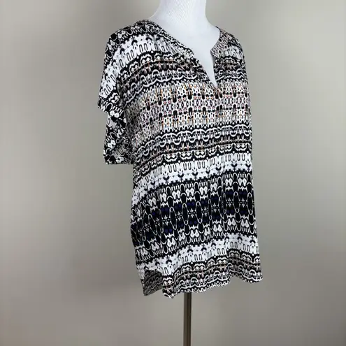 Velvet By Graham & Spencer Tunic Top Womens Medium Ikat Printed Relaxed Fit M