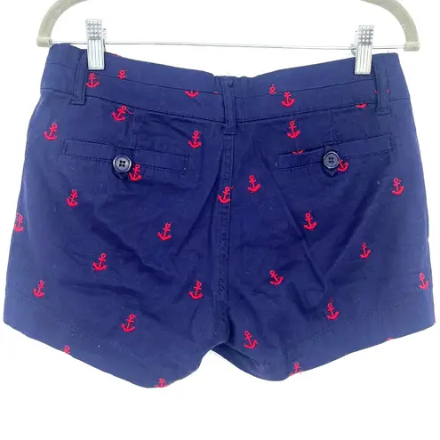 FSR Blue Anchor Embroidered Womens Shorts Sz 5 Nautical Preppy Coastal Summer
