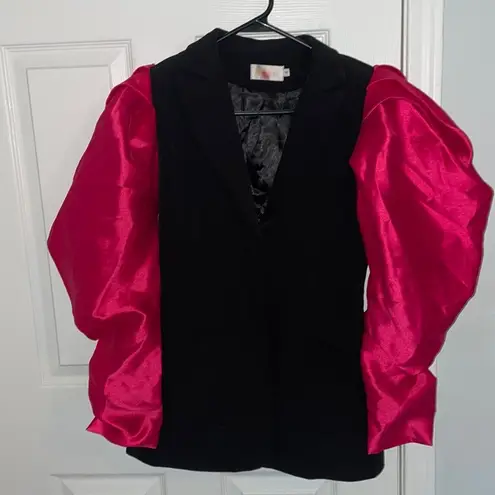 TwoTwin Style Blazer with Puffy Sleeves Black