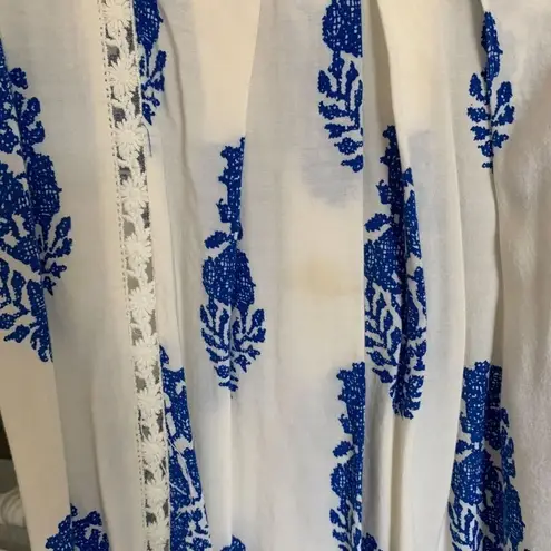 Nectar Clothing Boho Blue and White Cottagecore Leaf Tunic Dress Size XS