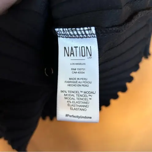 Nation Ltd Mayumi Slim Rib Snap Cardigan Sweater in Jet Black Size Medium