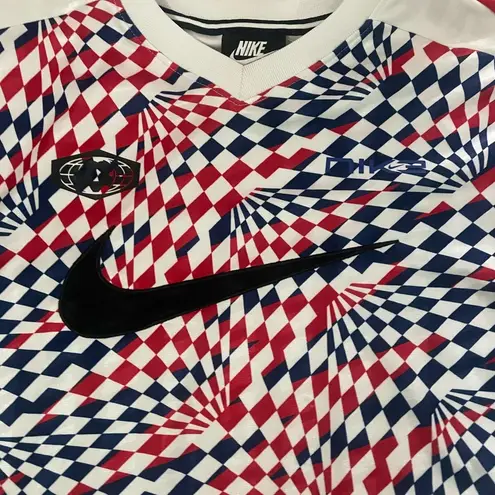 Nike  Loose Fit Cropped Long Sleeve Athletic Top Red, White & Blue Small