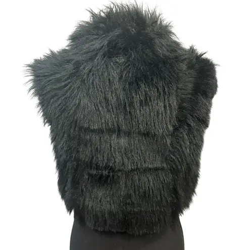Diesel Vintage Faux Fur Black Vest Zip Front Made in Italy Y2K Goth Grunge Small