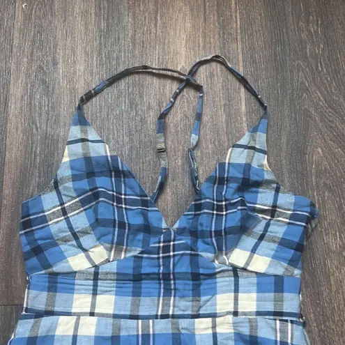 Love Shack Fancy  Blue Plaid Ruffle Dress