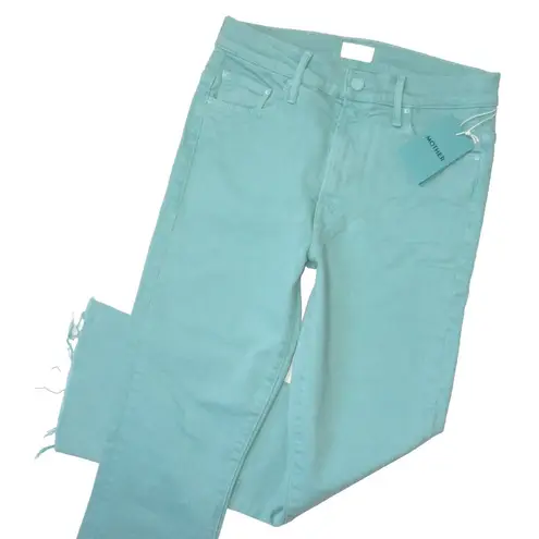 NWT Mother Insider Crop Step Fray in Play Date Lagoon Stretch Jeans 27 Green