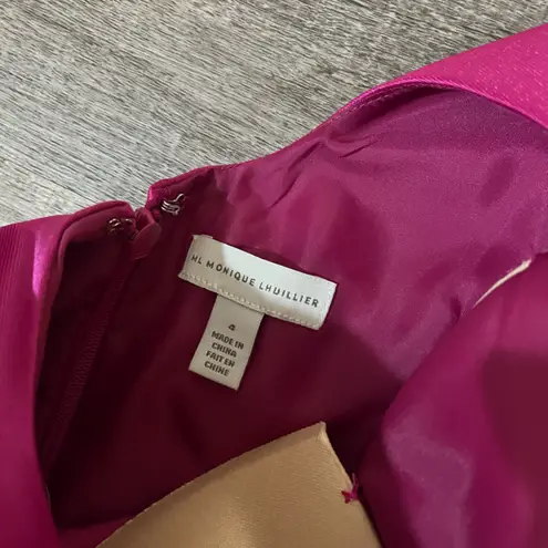 Monique Lhuillier ML by Halter Satin Ball Gown in Magenta