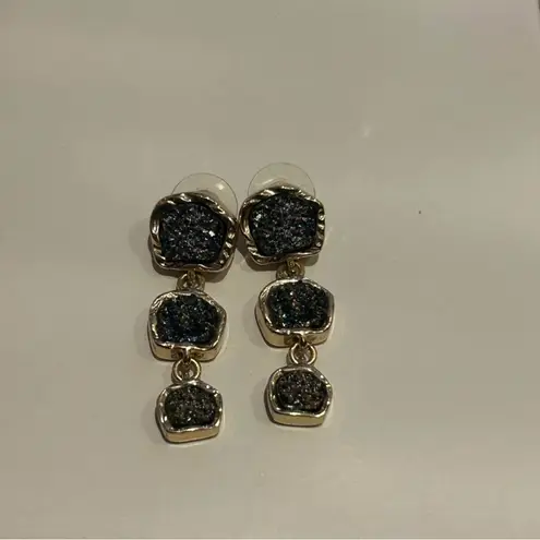 Sugarfix - Blue and Purple Dangle Earrings with Crystalline Texture