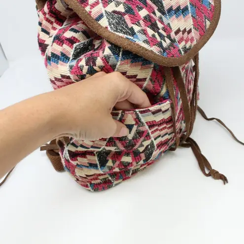 American Eagle  Woven Aztec Backpack Leather Trim